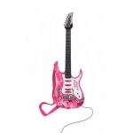 Detská rocková elektrická gitara na batérie + zosilňovač a mikrofón Pink